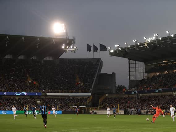 Manchester City playing against Club Brugge KV in the Champions League. Photo by Julian Finney/Getty Images