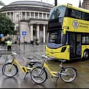 A Bee Network bus and two bicycles. Photo: TfGM