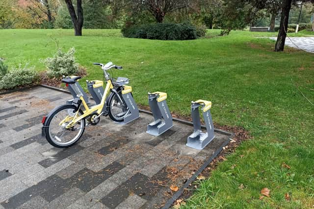 Bee Network cycle hire docking stations. Photo: TfGM