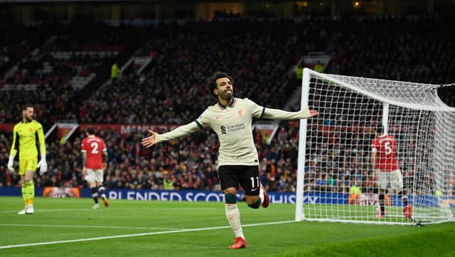 Mohamed Salah celebrates after scoring their fifth goal. Credit: Getty.