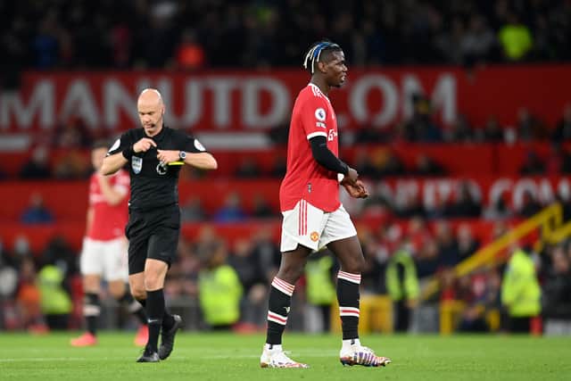 Paul Pogba sees red for United: Credit: Getty.