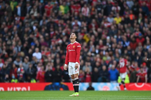 <p>Cristiano Ronaldo stares at the sky. Credit: Getty.</p>