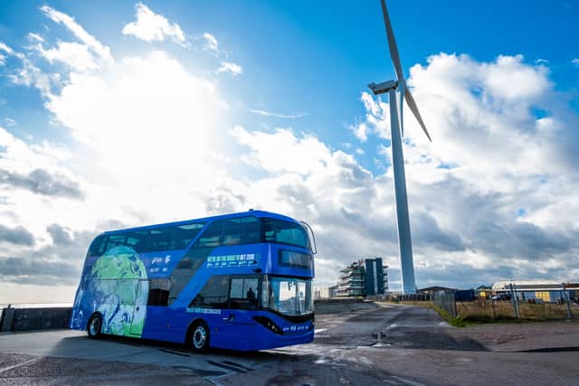 An electric bus is travelling to COP26 in Glasgow. Photo: Stuart Nicol Photography