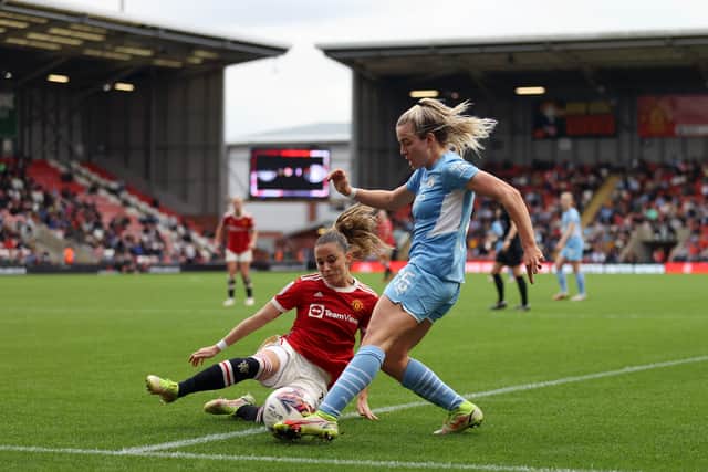 Manchester United Women play at Leigh Sports Village. Credit: Getty.