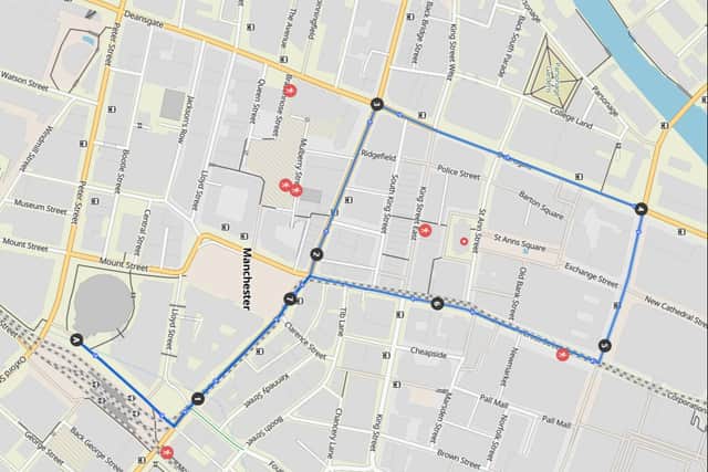 The route Saturday’s climate march is taking through Manchester