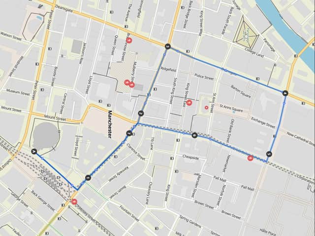 The route Saturday’s climate march is taking through Manchester