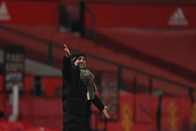 <p>Pep Guardiola is aware of Manchester United’s threats. Credit: Getty.</p>
