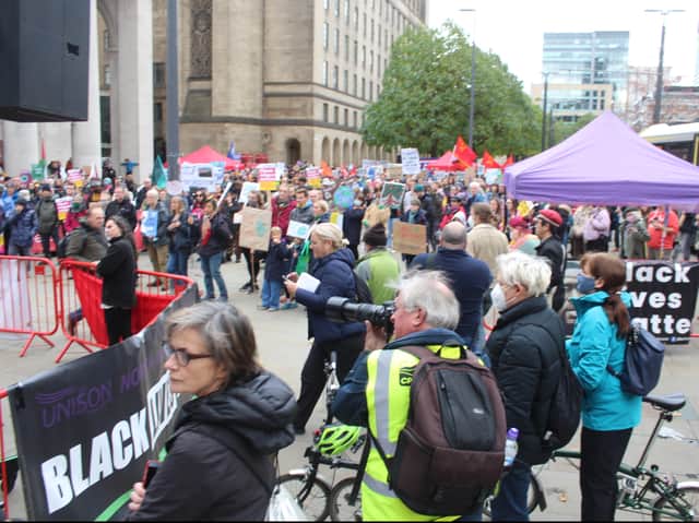 Campaigners in Manchester city centre on the COP26 Global Day of Action. Photo: Friends of the Earth Manchester