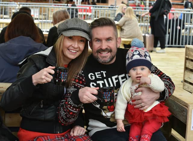 Manchester Christmas Markets:  Adam, Karen and Poppie Moss