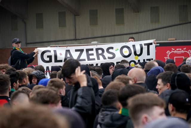 There were large-scale protests against the Glazers earlier this year. Credit: Getty.