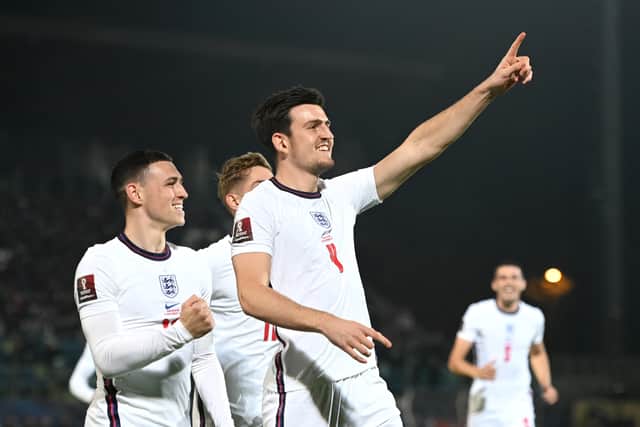 Maguire has now scored seven international goals. Credit: Getty.