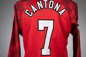  Eric Cantona red and white Manchester United no.7 home shirt Credit: Graham Budd Auctions / SWNS