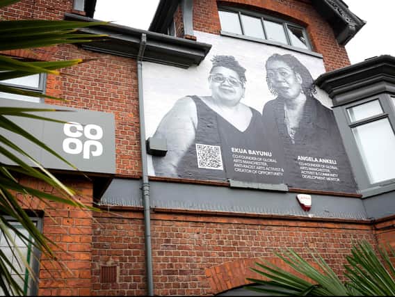 The mural in Moss Side celebrating two inspirational Black community leaders from Manchester