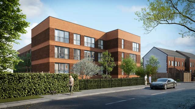 Plans for affordable apartments at the St Boniface Social Club in Salford. View looking south along Lower Broughton Road. Credit: Eden Building Design