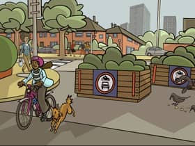 An illustration based on people’s descriptions of their local active neighbourhood, by Andrea Motta from Studio Salford