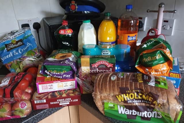 Food bought by the PCSOs for the vulnerable man  Credit: GMP
