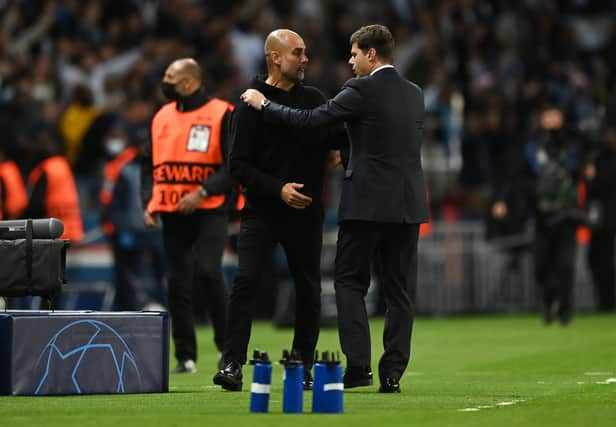 Pep Guardiola will do battle with Mauricio Pochettino again on Wednesday. Credit: Getty.