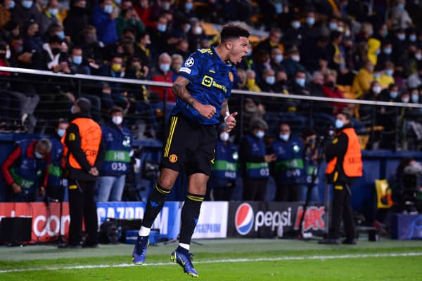 Jadon Sancho scored his first Manchester United goal on Tuesday night. Credit: Getty.