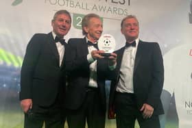 Denis Law receives the Lifetime Achievement Award. Credit: North-West Football Awards.