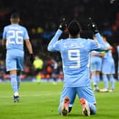 Gabriel Jesus celebrates his goal at the Etihad as Manchester City beat Paris Saint-Germain 2-1. Credit: Getty.