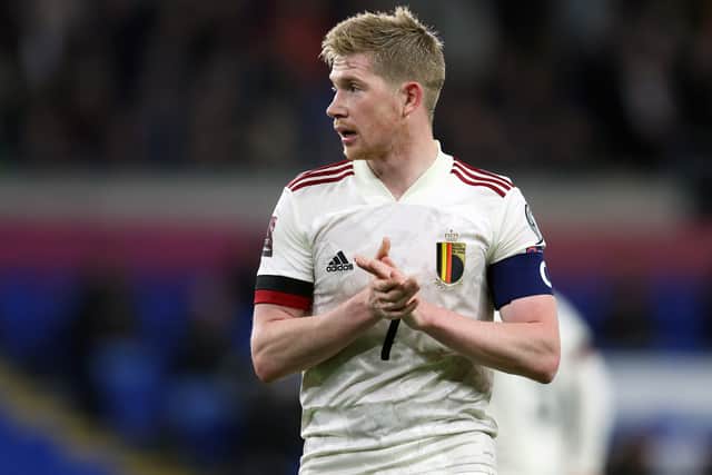 Kevin De Bruyne tested positive for Covid-19 on international duty and will miss the weekend game against West Ham United. Credit: Getty.