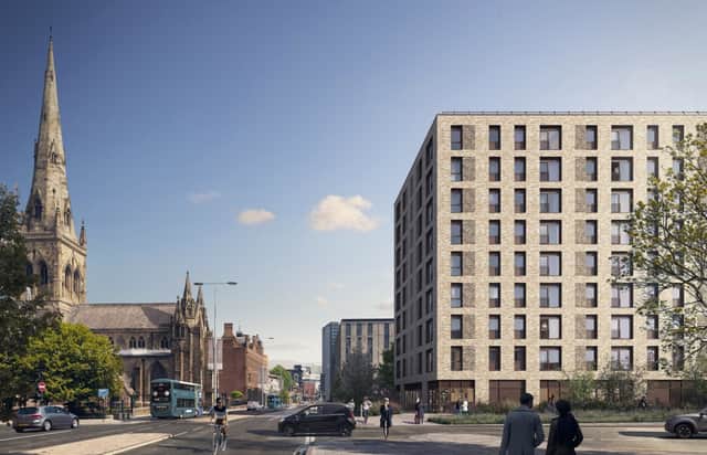Plans for a nine-storey block of affordable apartments in Chapel Street, Salford. Credit: English Cities Fund. 