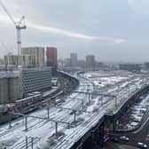 A snowy scene in Manchester on Monday morning