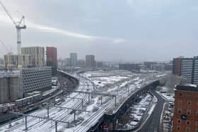 A snowy scene in Manchester on Monday morning