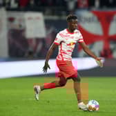 Leipzig’s Malian midfielder Amadou Haidara. (Photo by RONNY HARTMANN/AFP via Getty Images)