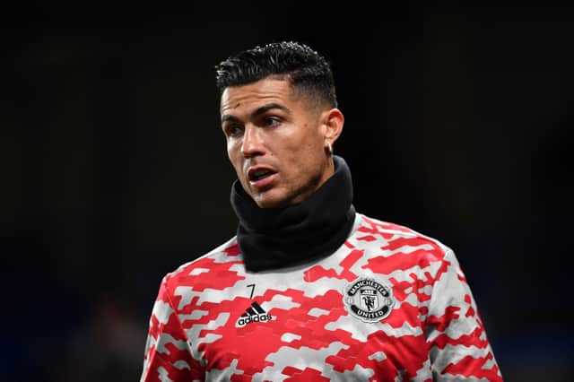 <p>Cristiano Ronaldo was on the bench for Manchester United’s draw with Chelsea. Credit: Getty.</p>
