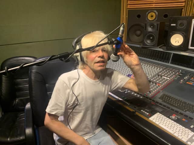 <p>Tim Burgess practices his best tram announcement voice ahead of the Vinyl Adventures Record Fair</p>