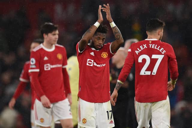 Fred won a second-half penalty for United at Old Trafford. Credit: Getty.