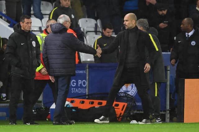 <p>Guardiola has high praise for Ranieri’s achievements at Leicester City Credit: Getty</p>