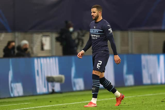 Kyle Walker was sent off against RB Leipzig. Credit: Getty.