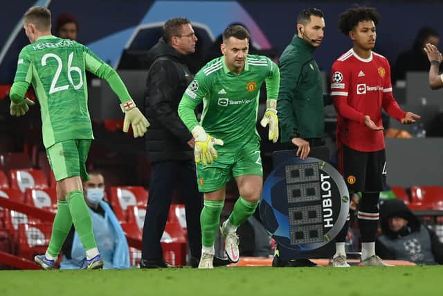 Tom Heaton came on for Dean Henderson at Old Trafford. Credit: Getty.