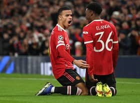 Mason Greenwood of Manchester United celebrates with Anthony Elanga   Credit: Getty