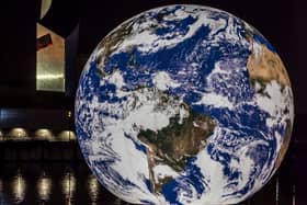 Floating Earth by Luke Jerram at the Lightwaves festival. Photo: Chris Payne