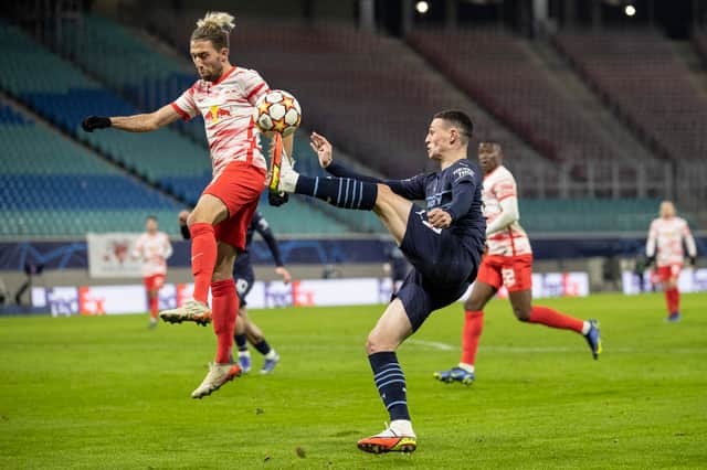 Foden was replaced at half-time in the Red Bull Arena. Credit: Getty.