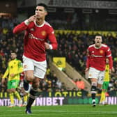 Cristiano Ronaldo celebrates scoring the winner against Norwich. Credit: Getty.