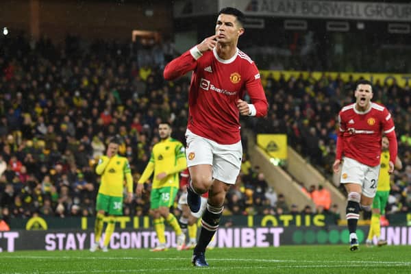 Cristiano Ronaldo celebrates scoring the winner against Norwich. Credit: Getty.
