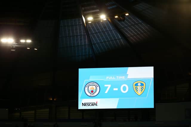 Manchester City beat Leeds 7-0 on Tuesday. Credit: Getty.