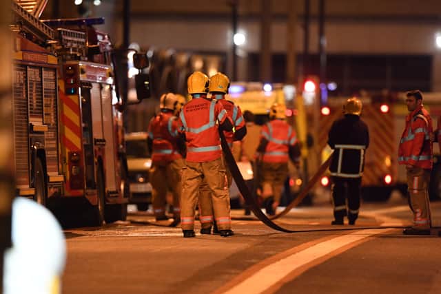 Greater Manchester Fire and Rescue Service at a blaze in Manchester city centre. Photo: Paul Ellis/AFP via Getty Images