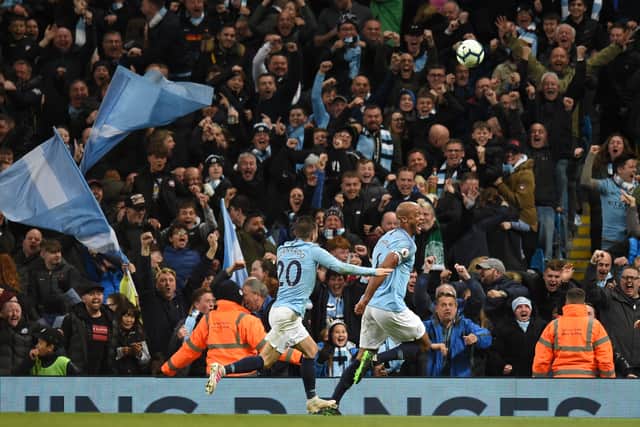 City fans will never forget Kompany’s winner against Leicester. Credit: Getty.