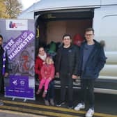 The Wrap Up appeal with a vanload of coats collected by members of The Church of Jesus Christ of Latter-day Saints  