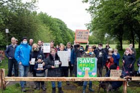 Residents at a protest organised by the Save Hough End Fields campaign