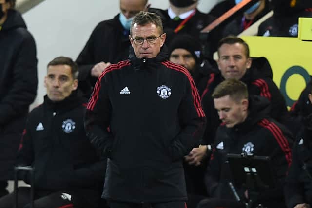 This will be Ralf Ragnick’s fourth game in charge of Manchester United. Credit: Getty.