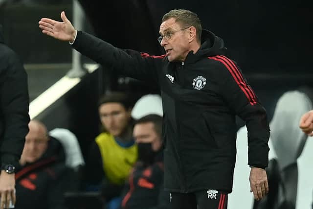 The game at St James’ Park was Ralf Rangnick’s fourth in charge. Credit: Getty.