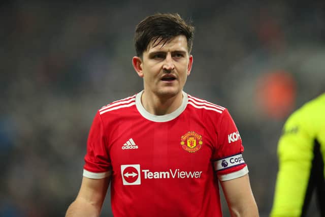 Harry Maguire put in a hapless display at St James’ Park. Credit: Getty.
