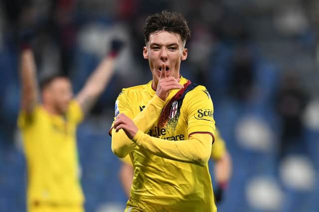 <p>Aaron Hickey of Bologna FC. (Photo by Alessandro Sabattini/Getty Images)</p>