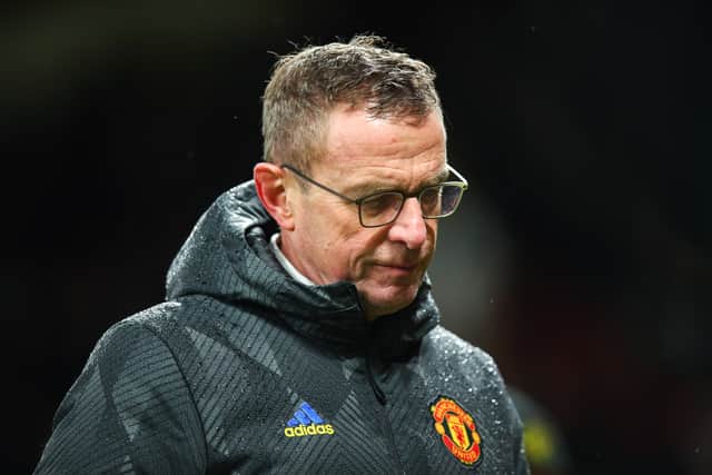 Ralf Rangnick the interim / caretaker manager / head coach of Manchester United during the UEFA Champions League group F match between Manchester United and BSC Young Boys at Old Trafford on December 8, 2021